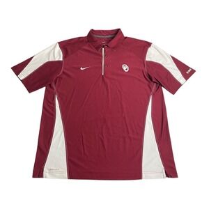 Oklahoma Sooners Nike Dri Fit Performance Polo Shirt Men Large Red NCAA Football
